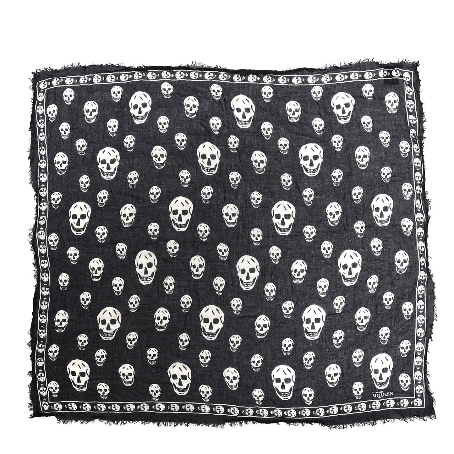 Modal Silk Skull Scarf Black White