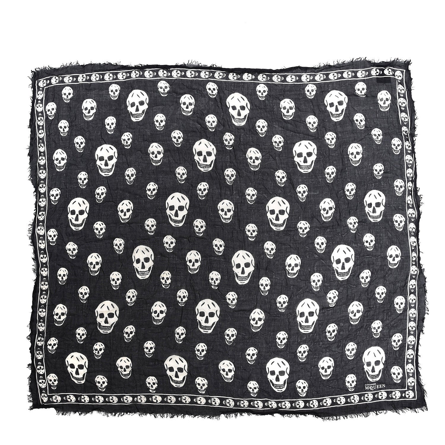 Alexander McQueen Modal Silk Skull Scarf Black White 1 of 4