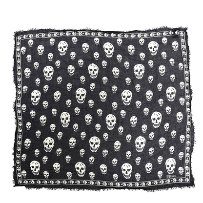 Alexander McQueen Modal Silk Skull Scarf Black White 1 of 4