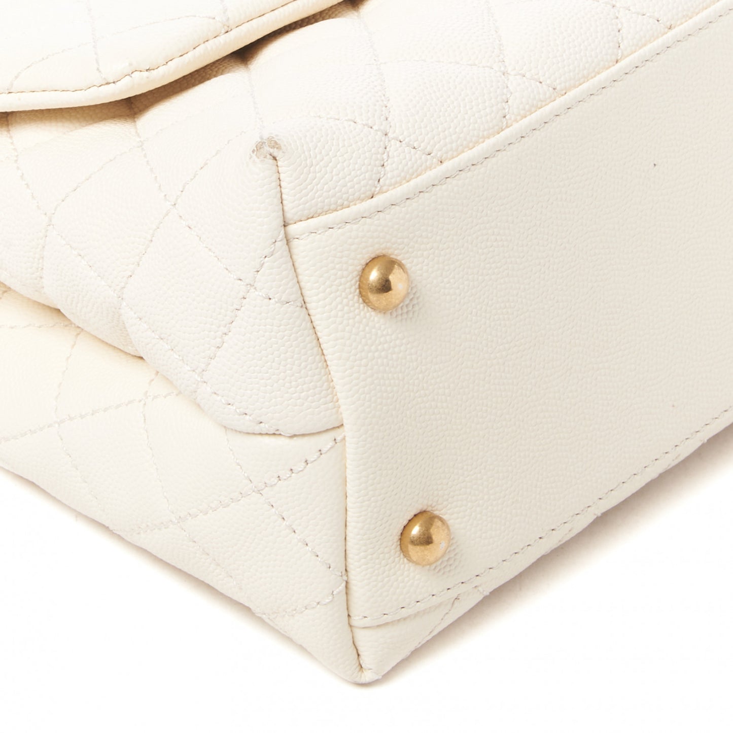 Caviar Lizard Quilted Small Coco Handle Flap Ivory