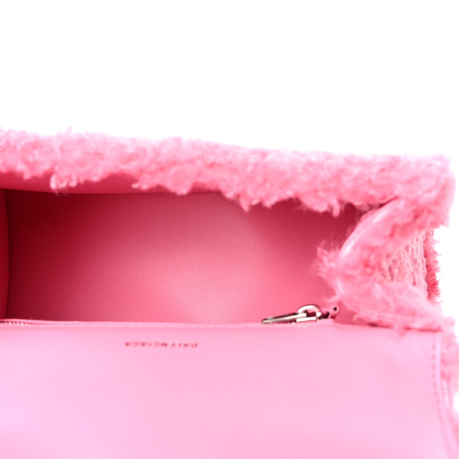 Balenciaga Curly Faux Shearling Small Hourglass Top Handle Bag Sweet Pink 5 of 9
