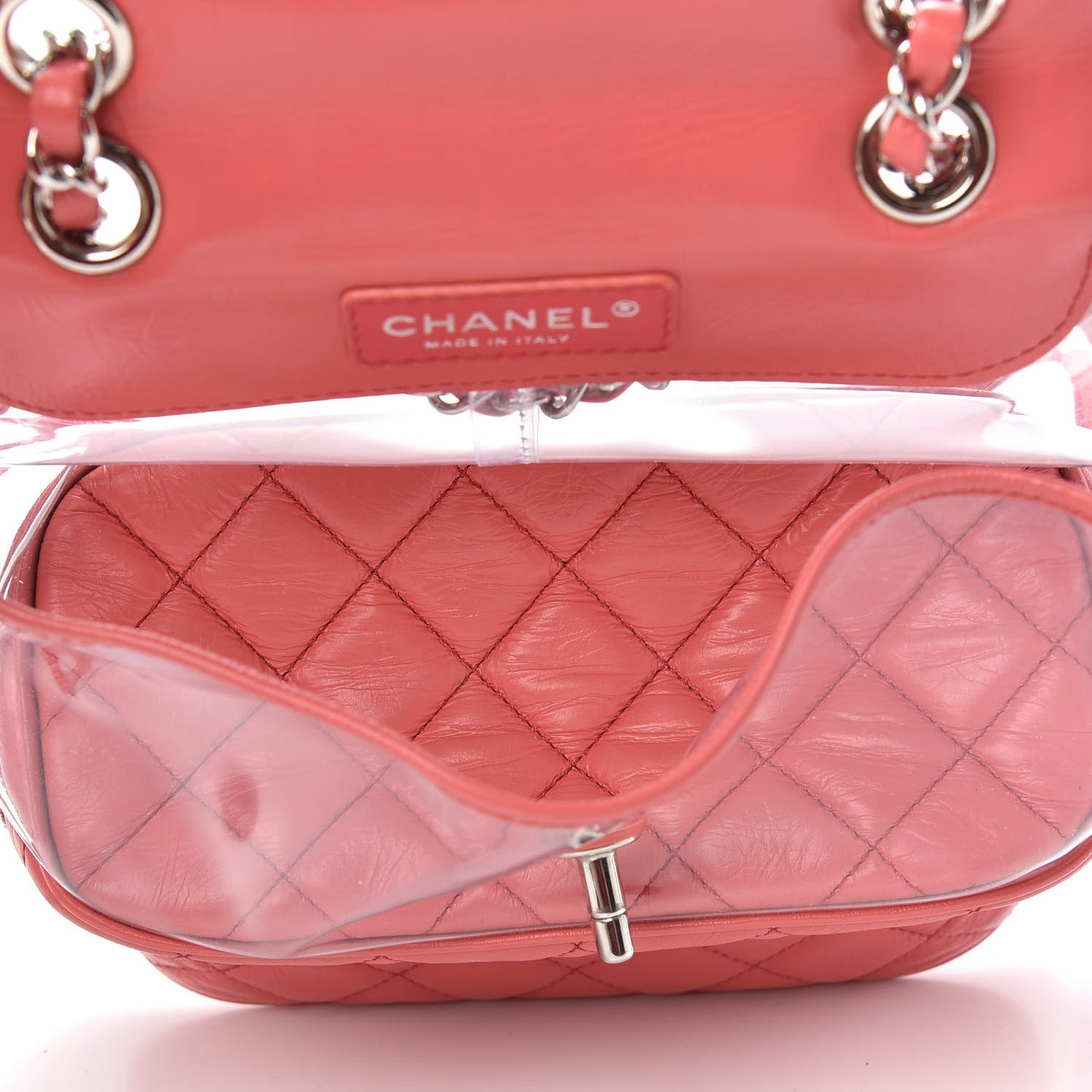 Crumpled Calfskin PVC Quilted Backpack Pink