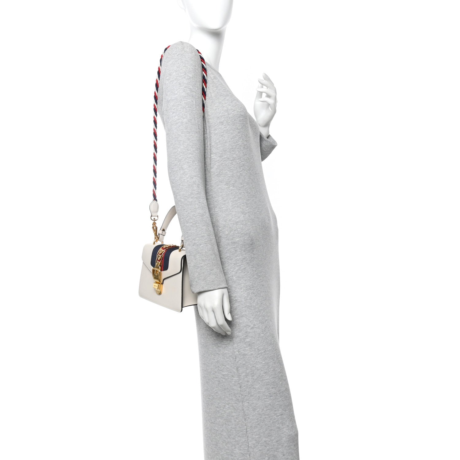 Gucci Calfskin Mini Sylvie Top Handle Bag White 2 of 14