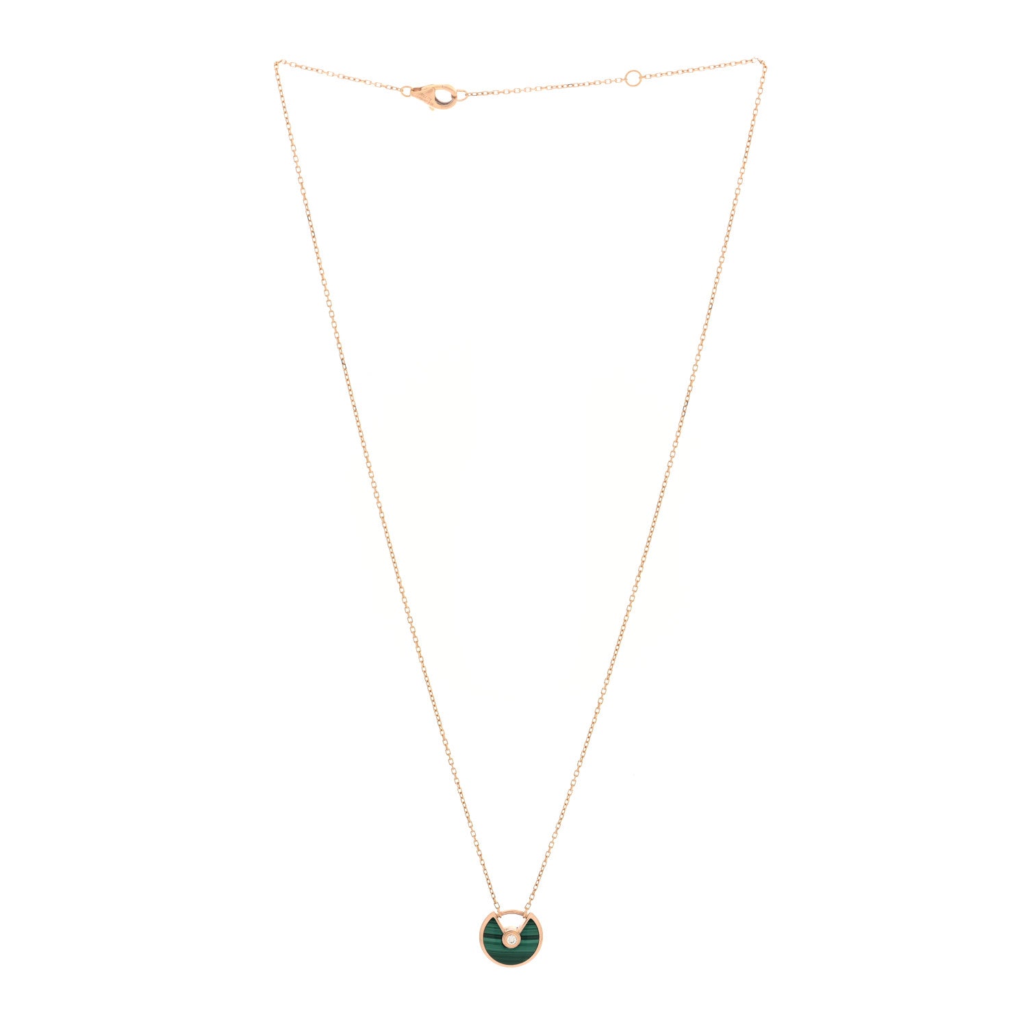 Cartier 18K Pink Gold Diamond Malachite XS Amulette de Cartier Pendant Necklace 3 of 4