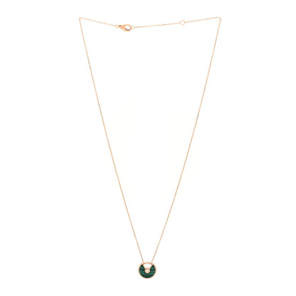 Cartier 18K Pink Gold Diamond Malachite XS Amulette de Cartier Pendant Necklace 3 of 4