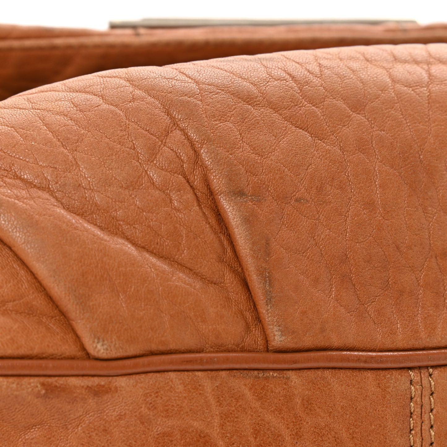 Crinkled Lambskin Mia Shoulder Flap Camel