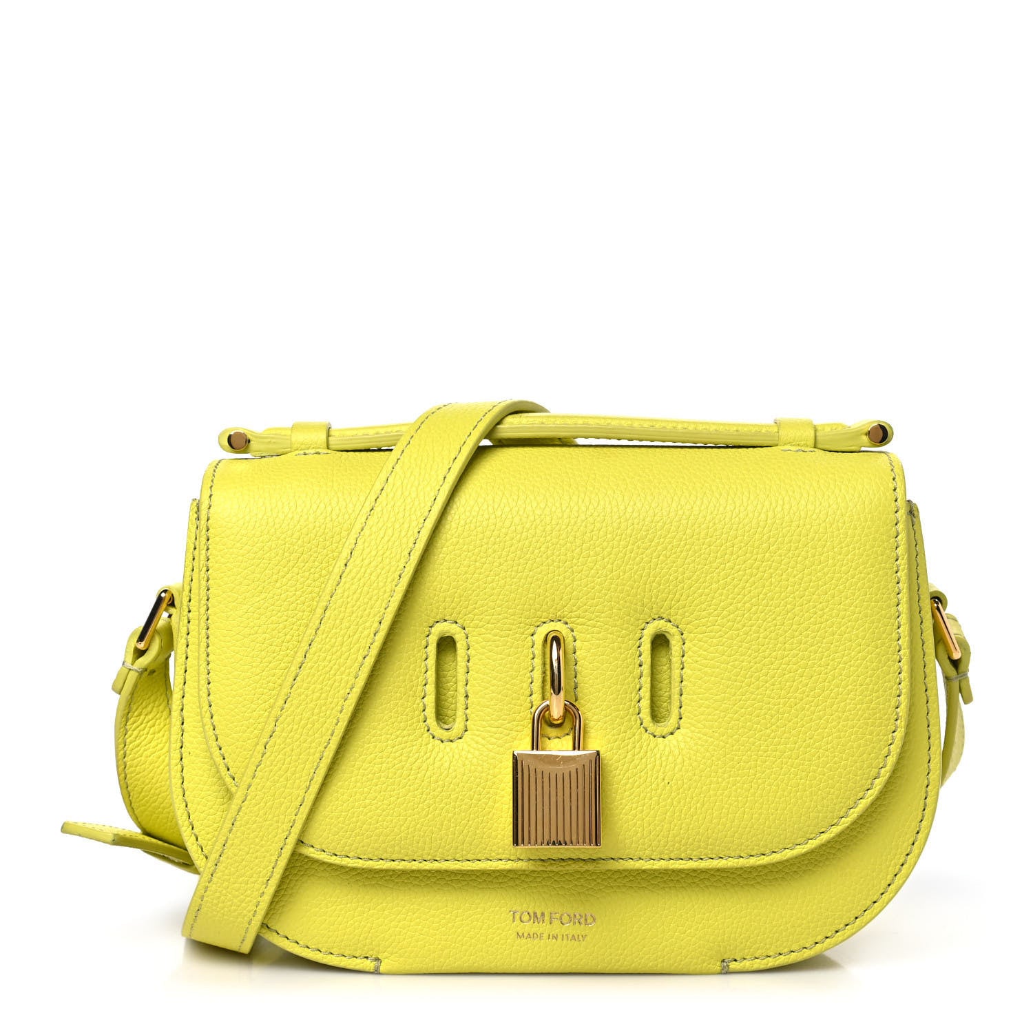 Tom Ford Grained Calfskin Padlock Crossbody Bag Yellow 1 of 8