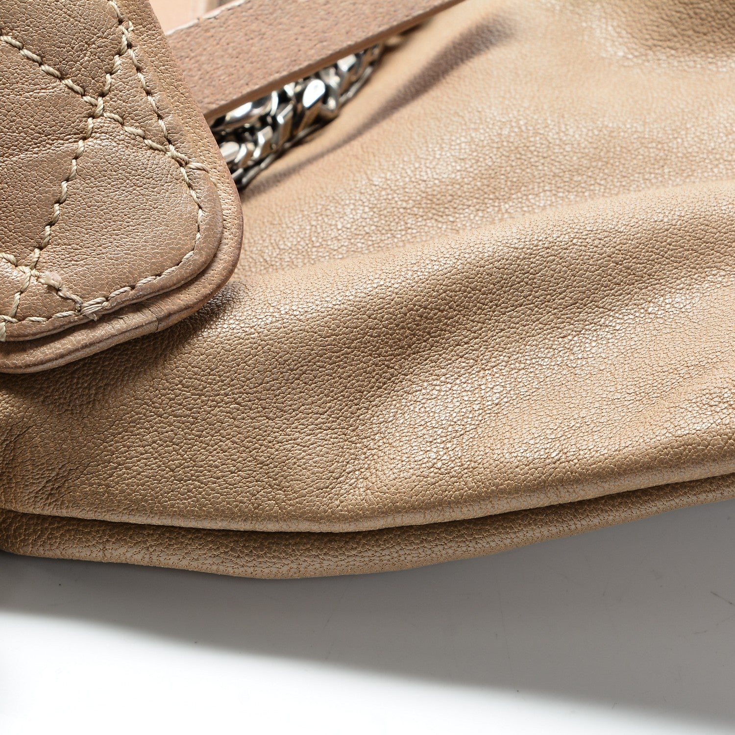 Jimmy Choo Lambskin Biker Large Hobo Beige 12 of 13