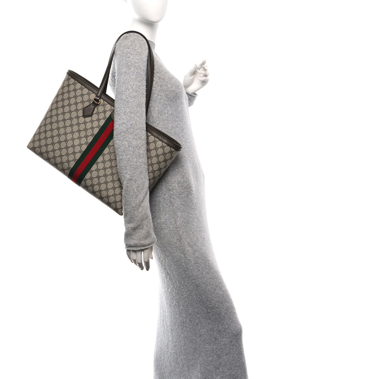 X BALENCIAGA BB Supreme Monogram Web Medium Ophidia Shopping Tote Beige New Acero