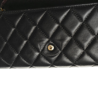 Chanel Lambskin Quilted Large Gusset Flap Wallet Black 10 of 10