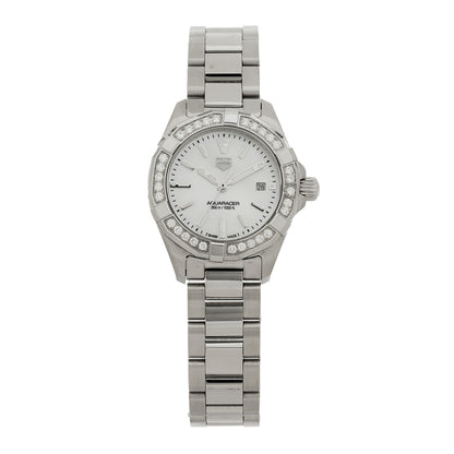 Tag Heuer Stainless Steel Diamond Bezel Mother of Pearl 27mm Aquaracer Lady Quartz Watch WBD1413 1 of 5