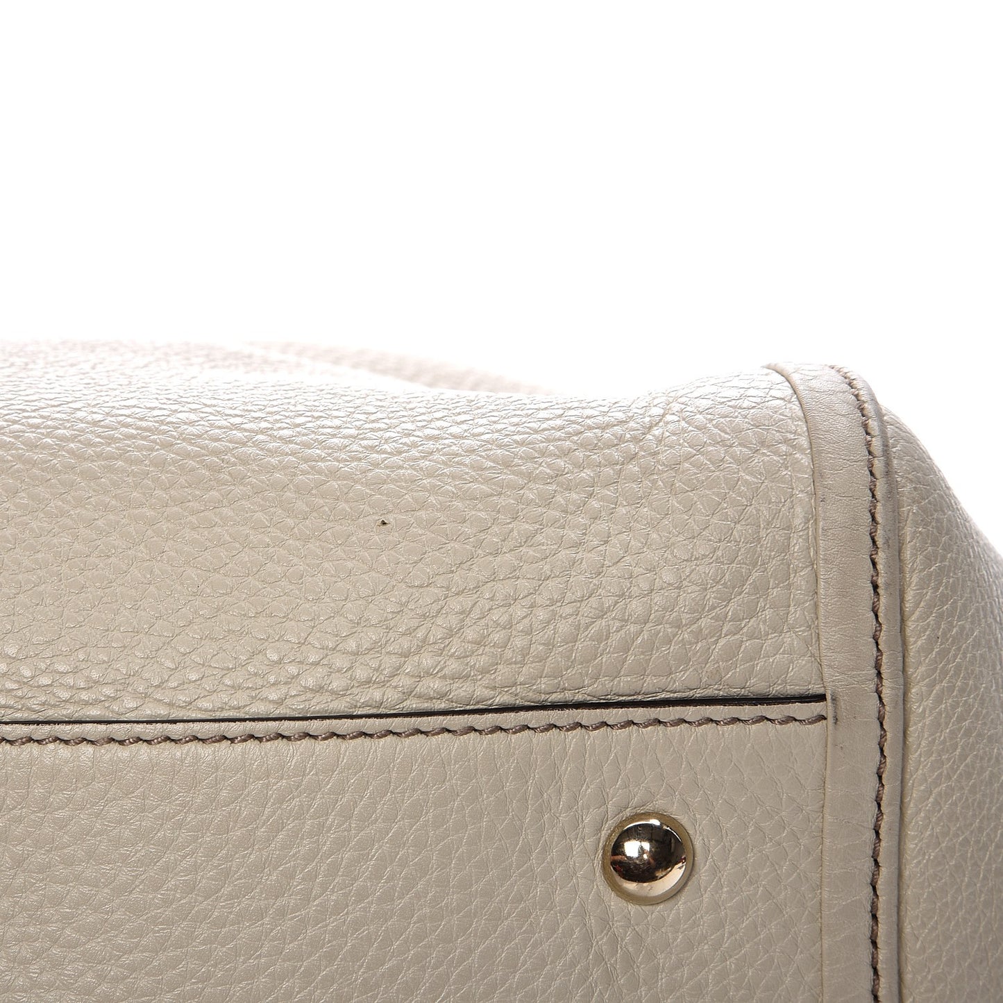 Pebbled Calfskin Large Soho Shoulder Bag Off White