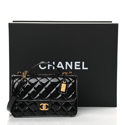 Chanel Patent Quilted Small School Memory Top Handle Flap Black 12 of 12
