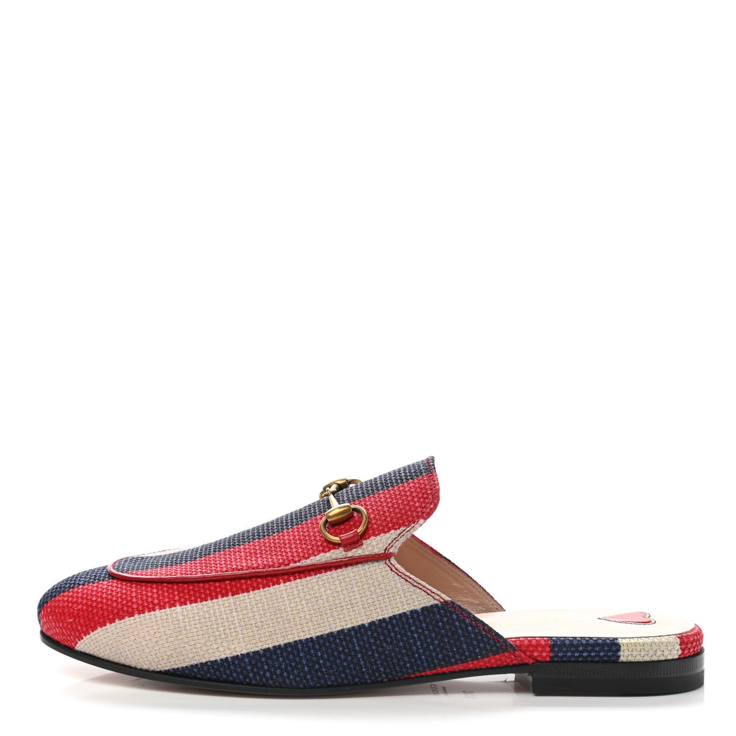Canvas Sylvie Stripe Womens Princetown Slippers 38.5 Mystic White Hibiscus Red Maritime
