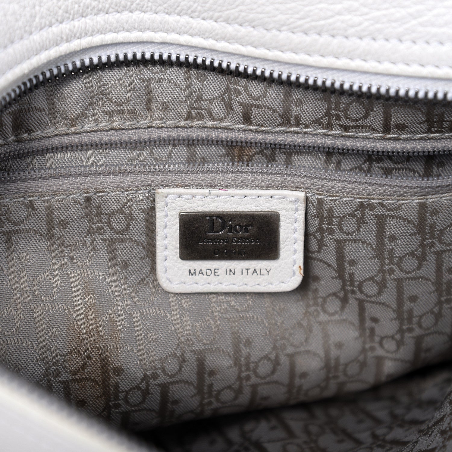 Christian Dior Calfskin Charms Whipstitch Gaucho Double Saddle Bag White 6 of 13