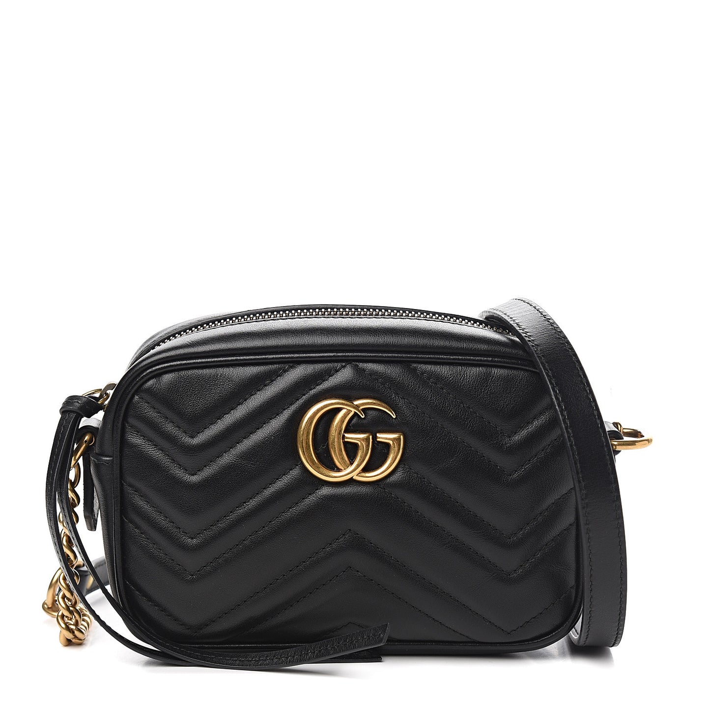 Calfskin Matelasse Mini GG Marmont Chain Shoulder Bag Black