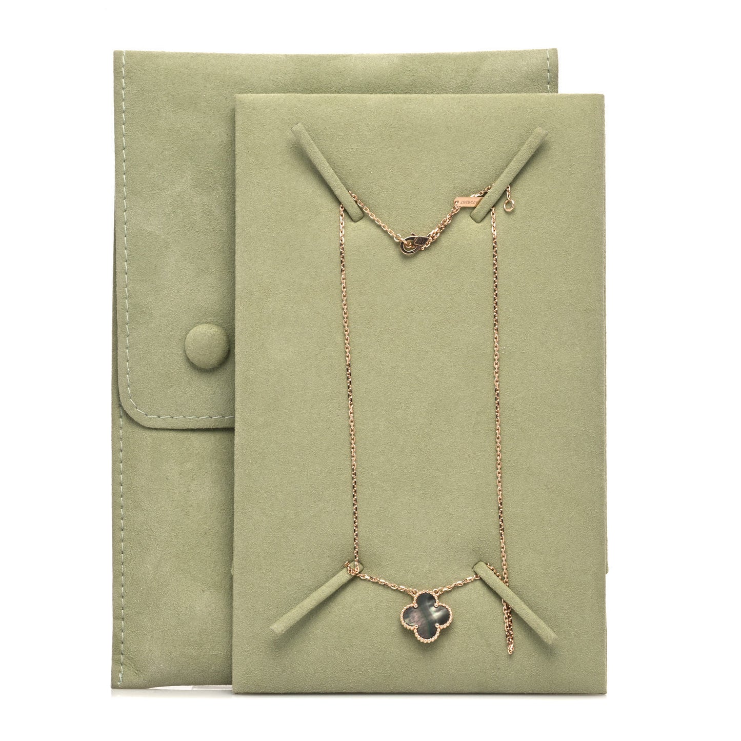 18K Rose Gold Gray Mother of Pearl Vintage Alhambra Pendant Necklace