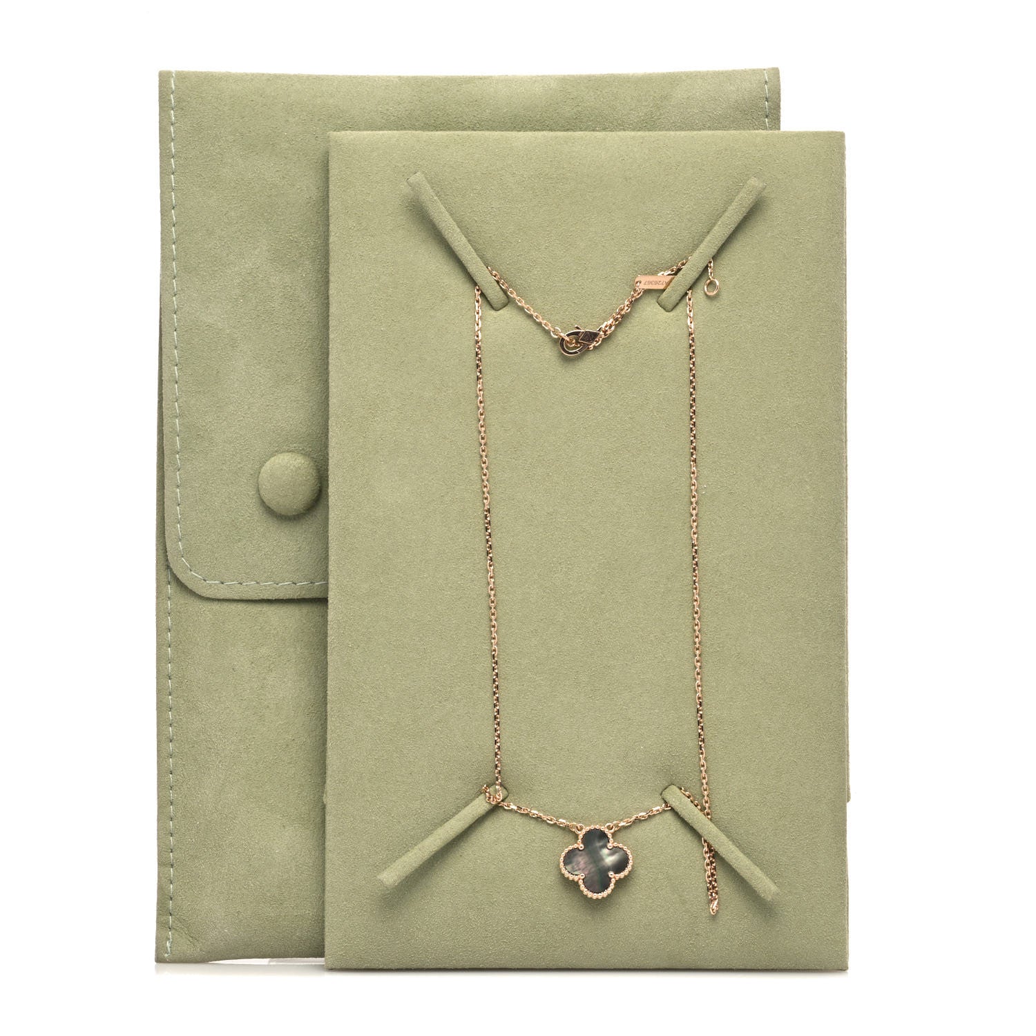 Van Cleef & Arpels 18K Rose Gold Gray Mother of Pearl Vintage Alhambra Pendant Necklace 7 of 7
