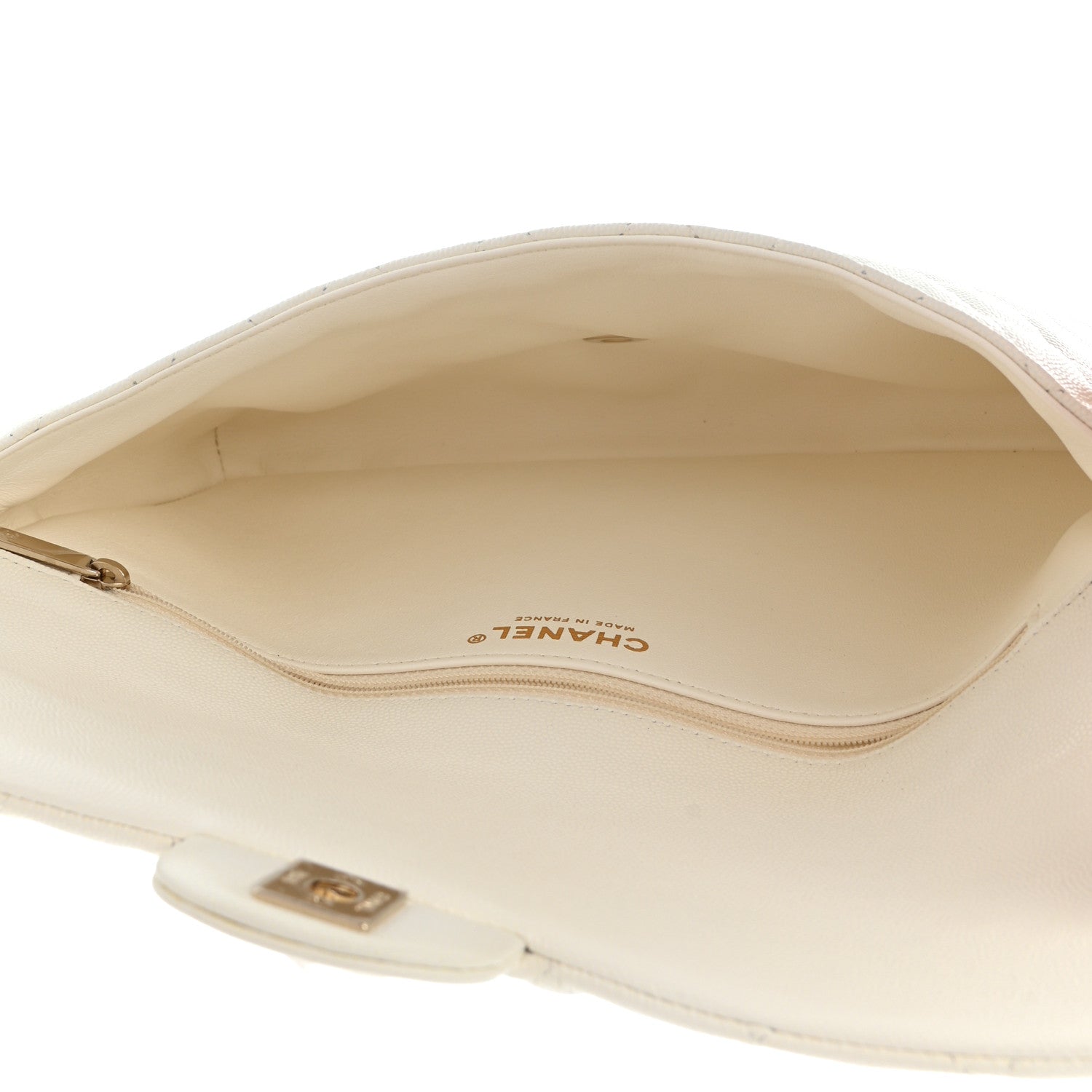 Chanel Caviar Quilted Flap Clutch White 5 of 12