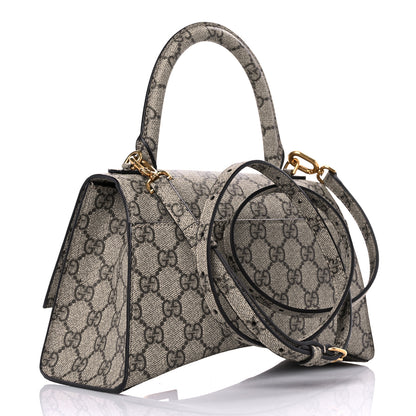 Balenciaga X GUCCI GG Supreme Monogram Small Hourglass Top Handle Bag Beige Ebony 3 of 10