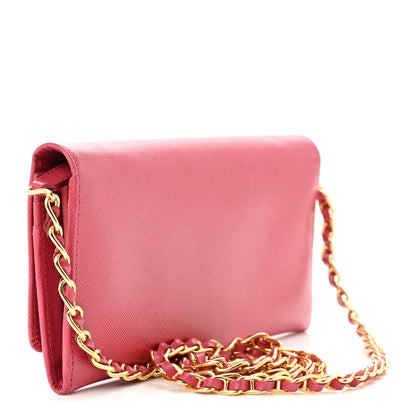 Prada Saffiano Metal Oro Chain Wallet Peonia 3 of 12