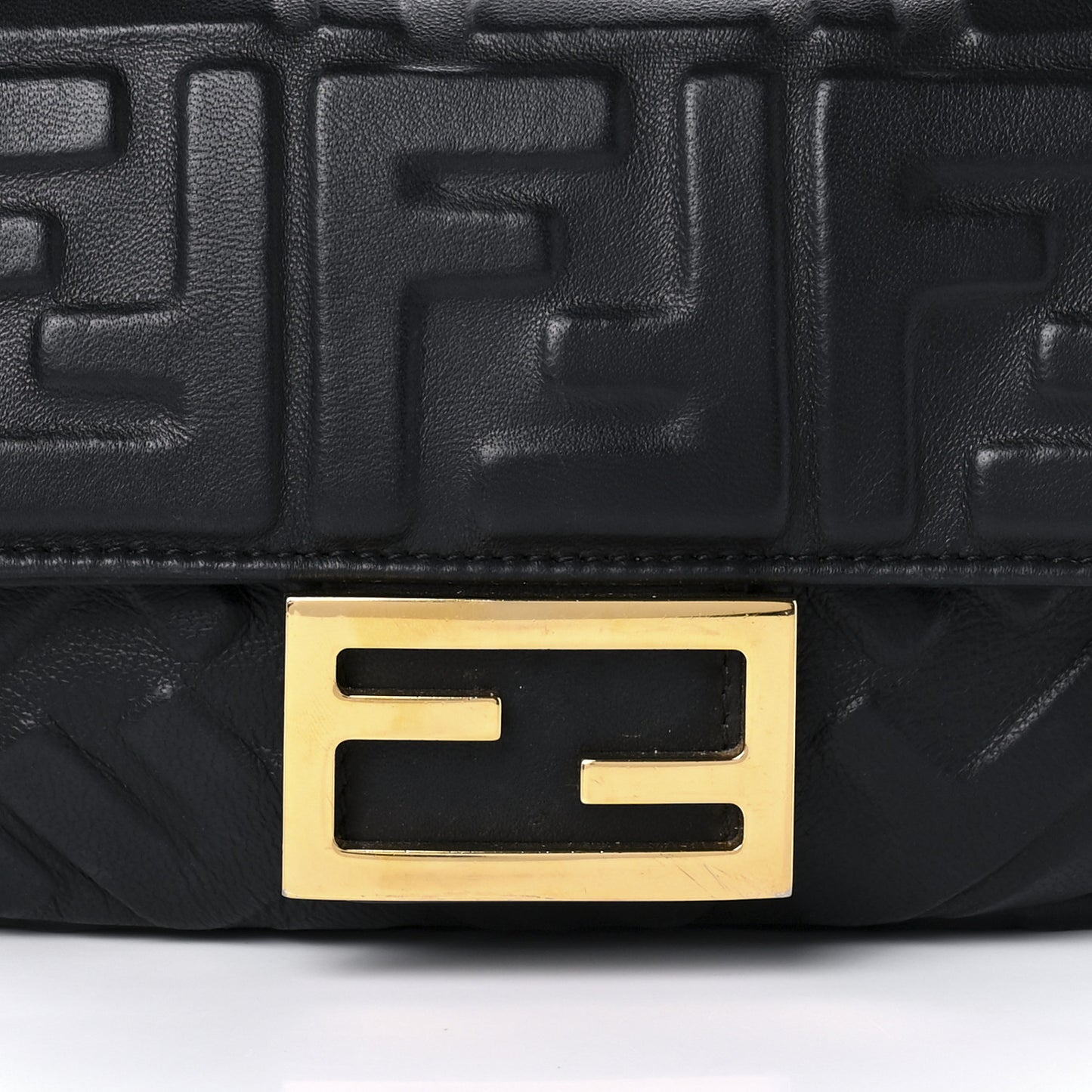 Nappa FF 1974 Embossed Mini Baguette Black
