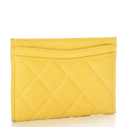 Chanel Lambskin Quilted Card Holder Yellow 3 of 9