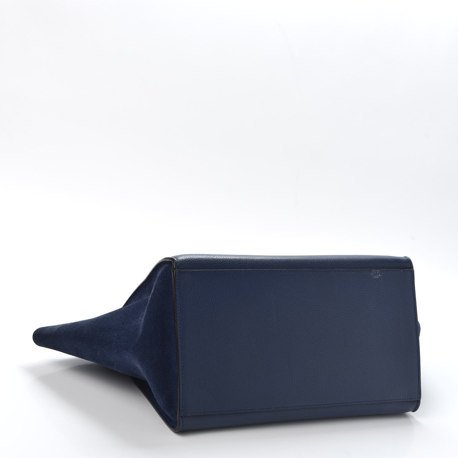 Celine Drummed Calfskin Suede Medium Trapeze Navy 3 of 8