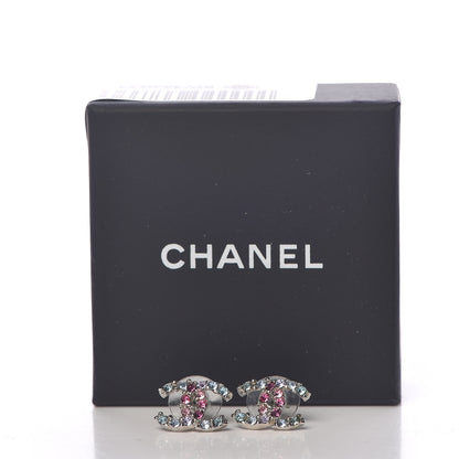 Chanel Crystal CC Earrings Blue Purple 5 of 5