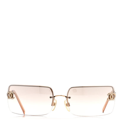 Chanel Crystal CC Logo Sunglasses 4104-B Gold 2 of 7