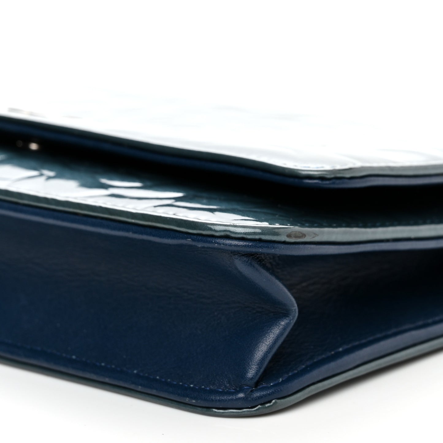 Patent Camellia Wallet on Chain WOC Royal Blue