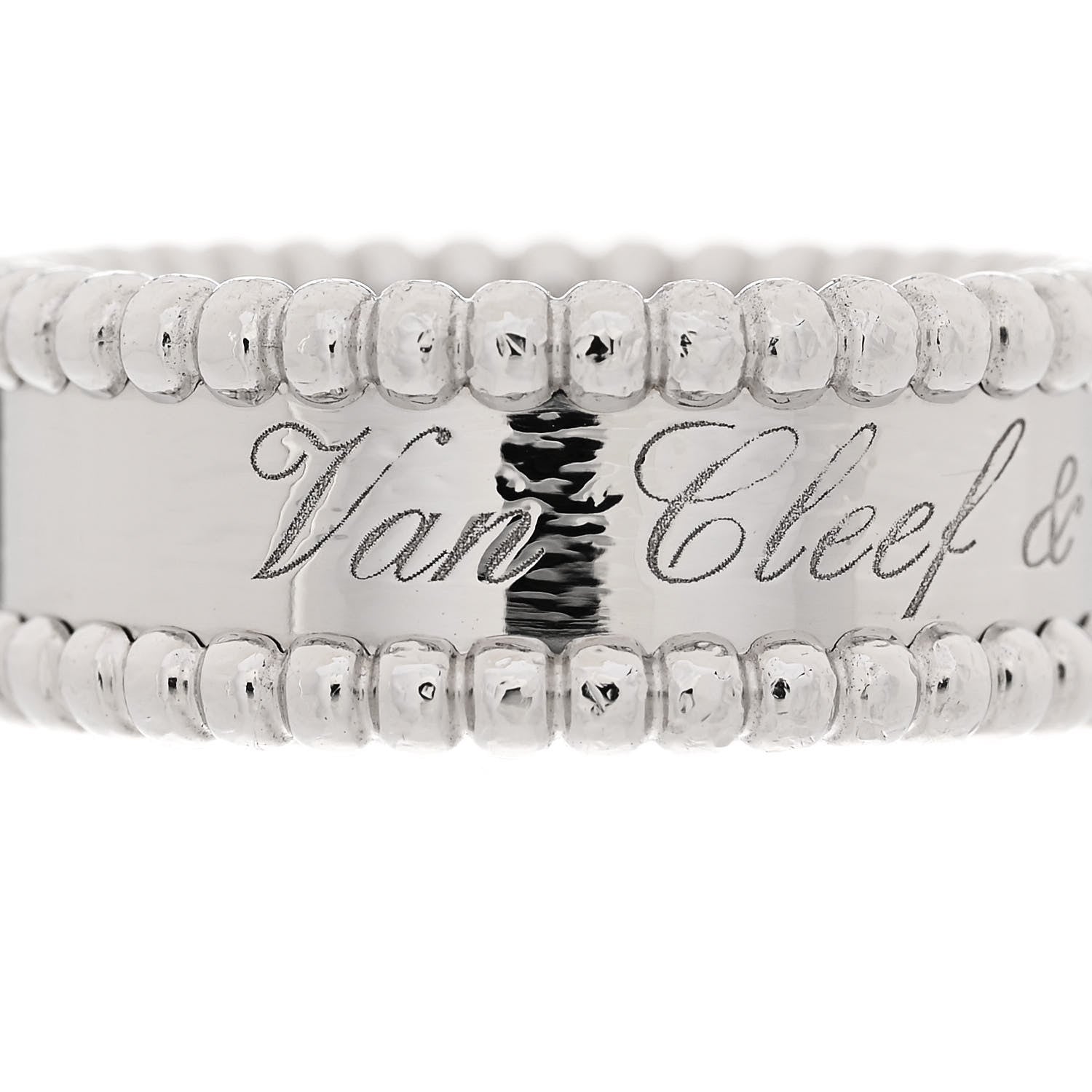 Van Cleef & Arpels 18K White Gold Perlee Signature Ring 53 6.5 7 of 8