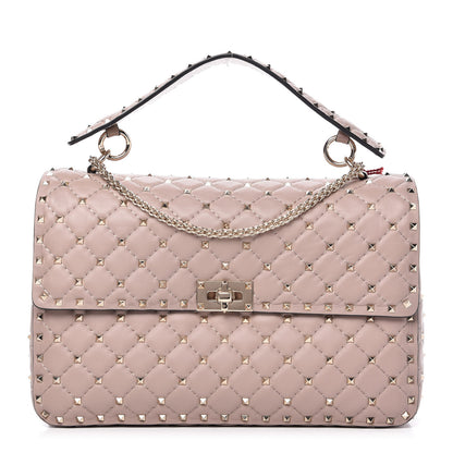 Valentino Garavani Nappa Large Rockstud Spike Shoulder Bag Poudre 1 of 9