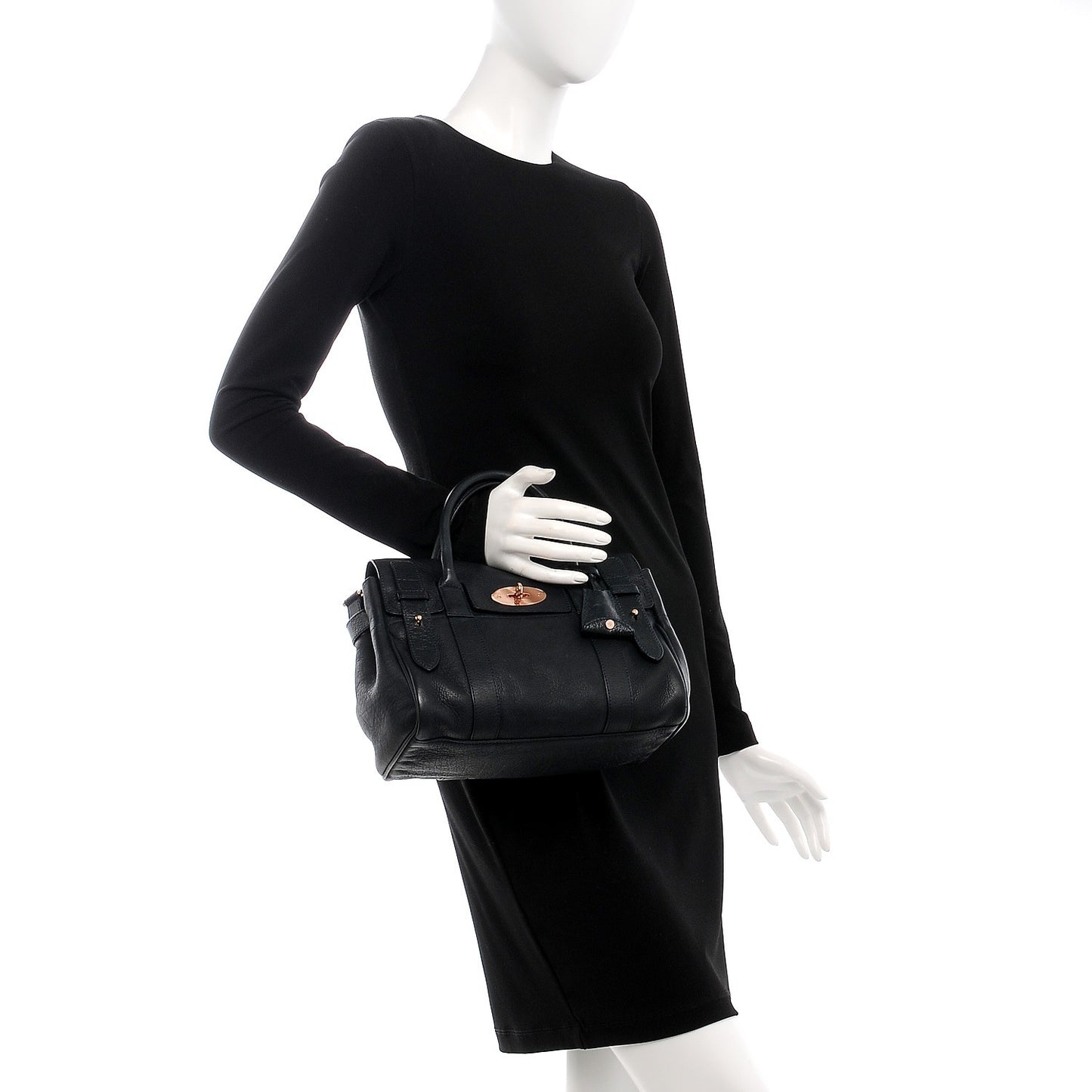 Pebbled Matte Leather Small Heritage Bayswater Satchel Nightshade Blue