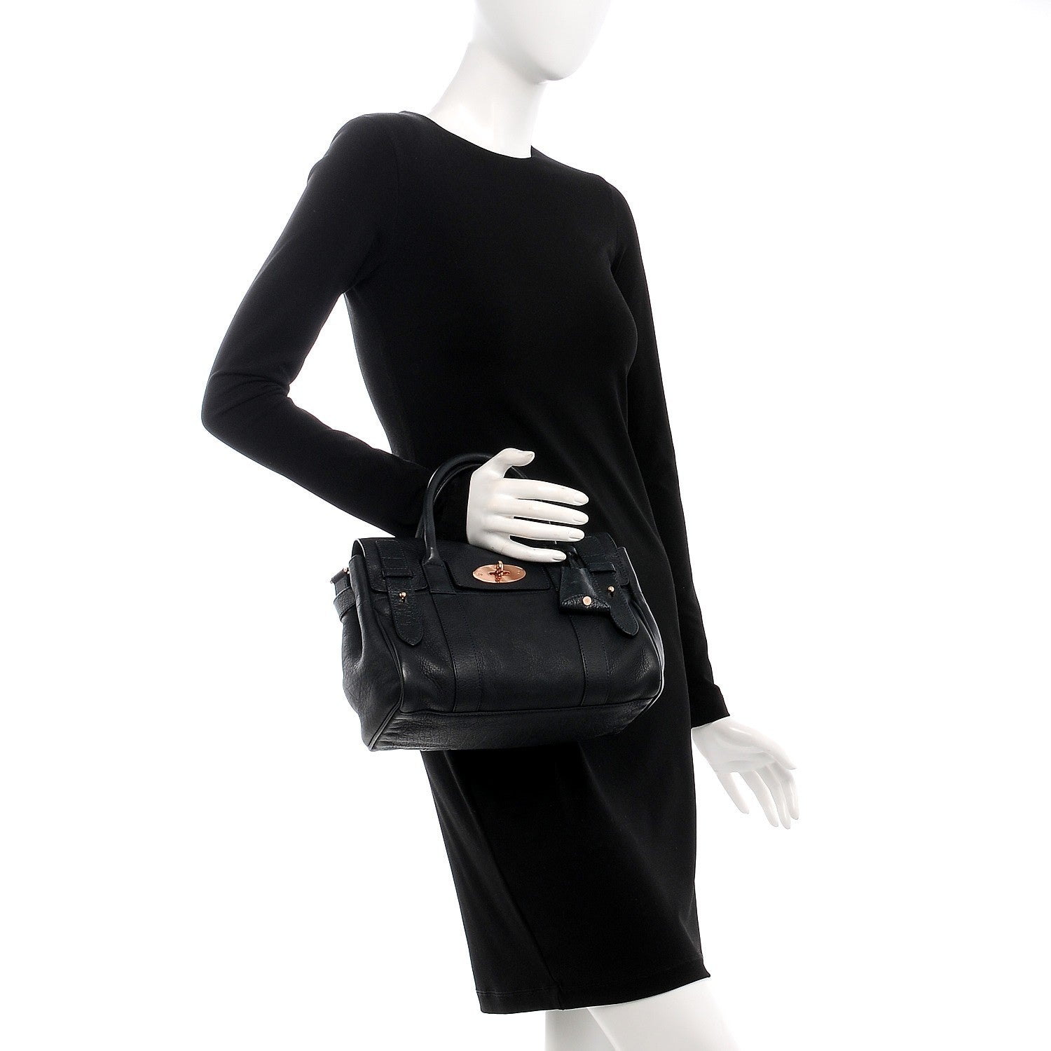 Mulberry Pebbled Matte Leather Small Heritage Bayswater Satchel Nightshade Blue 3 of 11