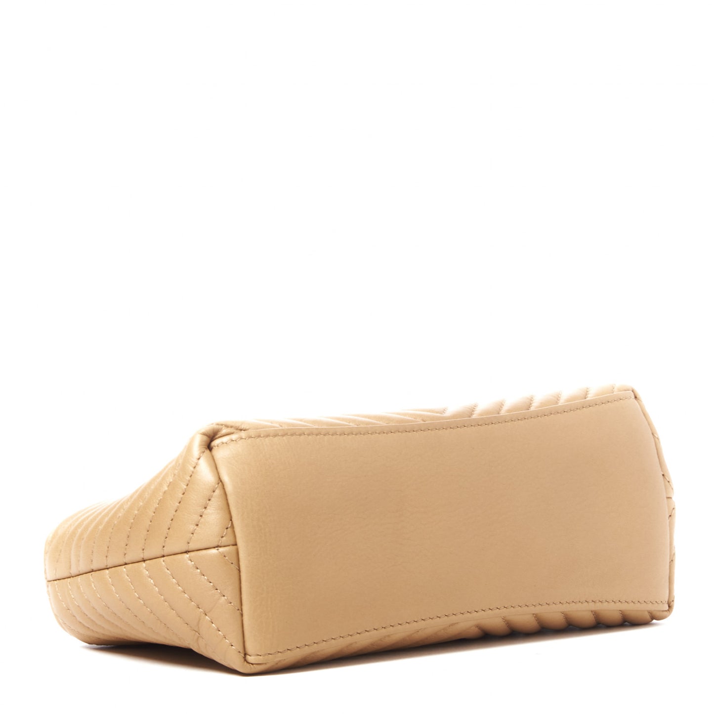 Aged Calfskin Chevron Boy Cosmetic Pouch Beige