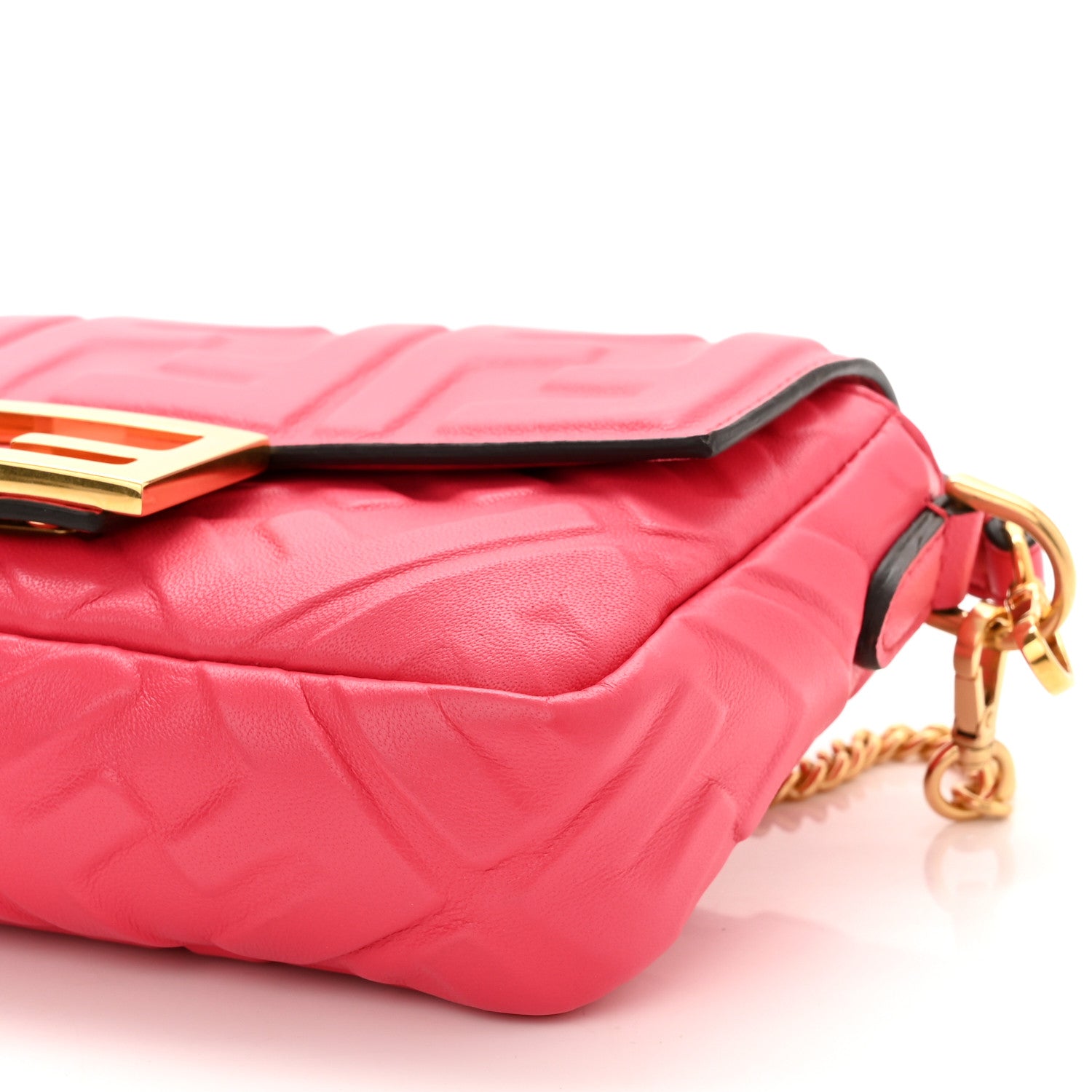 Fendi Nappa FF 1974 Embossed Mini Baguette Lampone 11 of 11