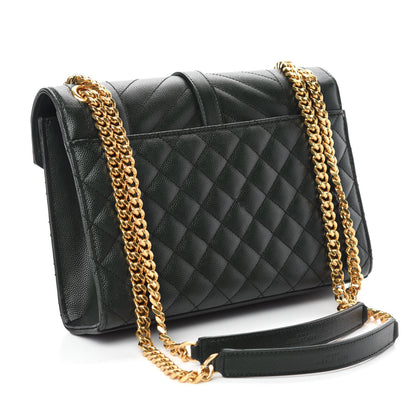 Saint Laurent Grain De Poudre Textured Mixed Matelasse Triquilt Medium Monogram Satchel Dark Tea 3 of 12