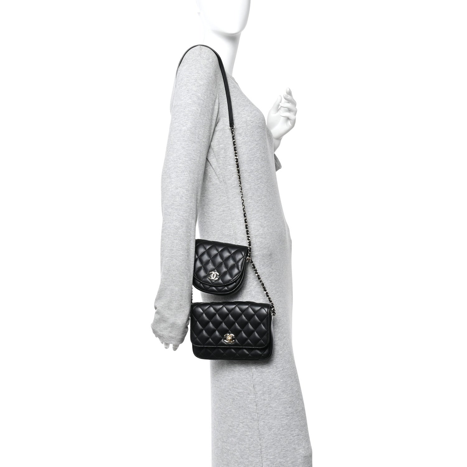 Chanel Lambskin Quilted Side Packs Black 3 of 21