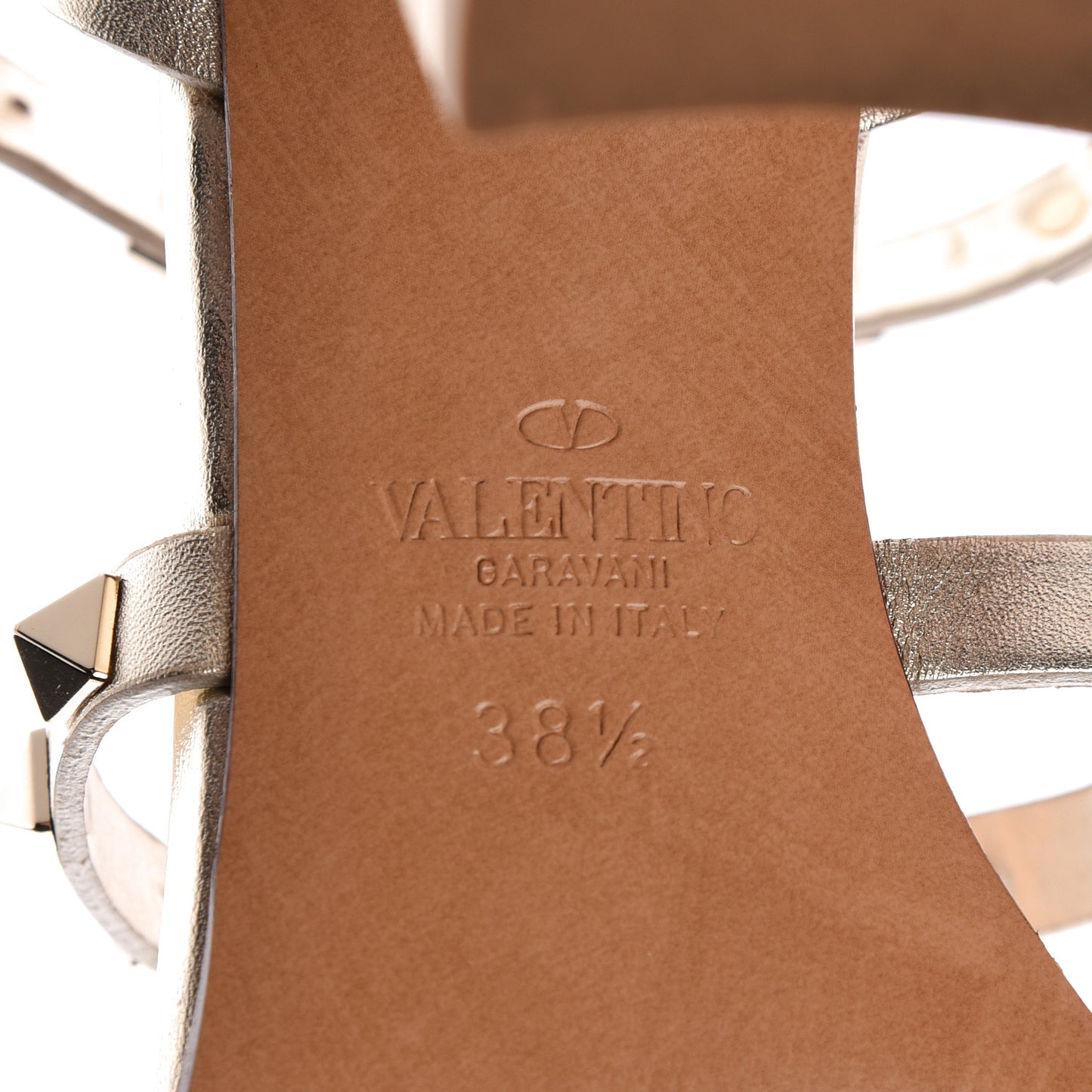 Metallic Nappa Rockstud 90mm City Sandals 38.5 Skin