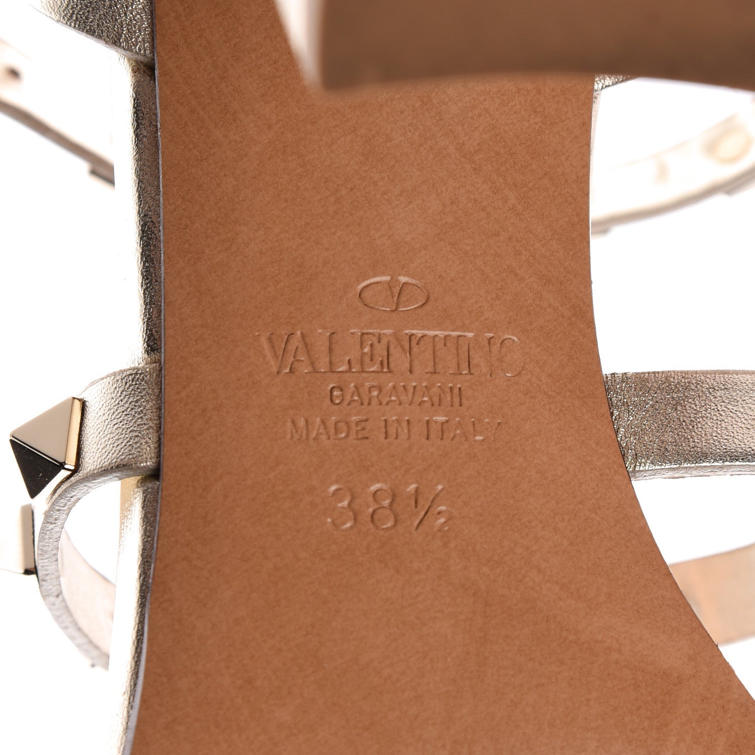 Valentino Garavani Metallic Nappa Rockstud 90mm City Sandals 38.5 Skin 7 of 14