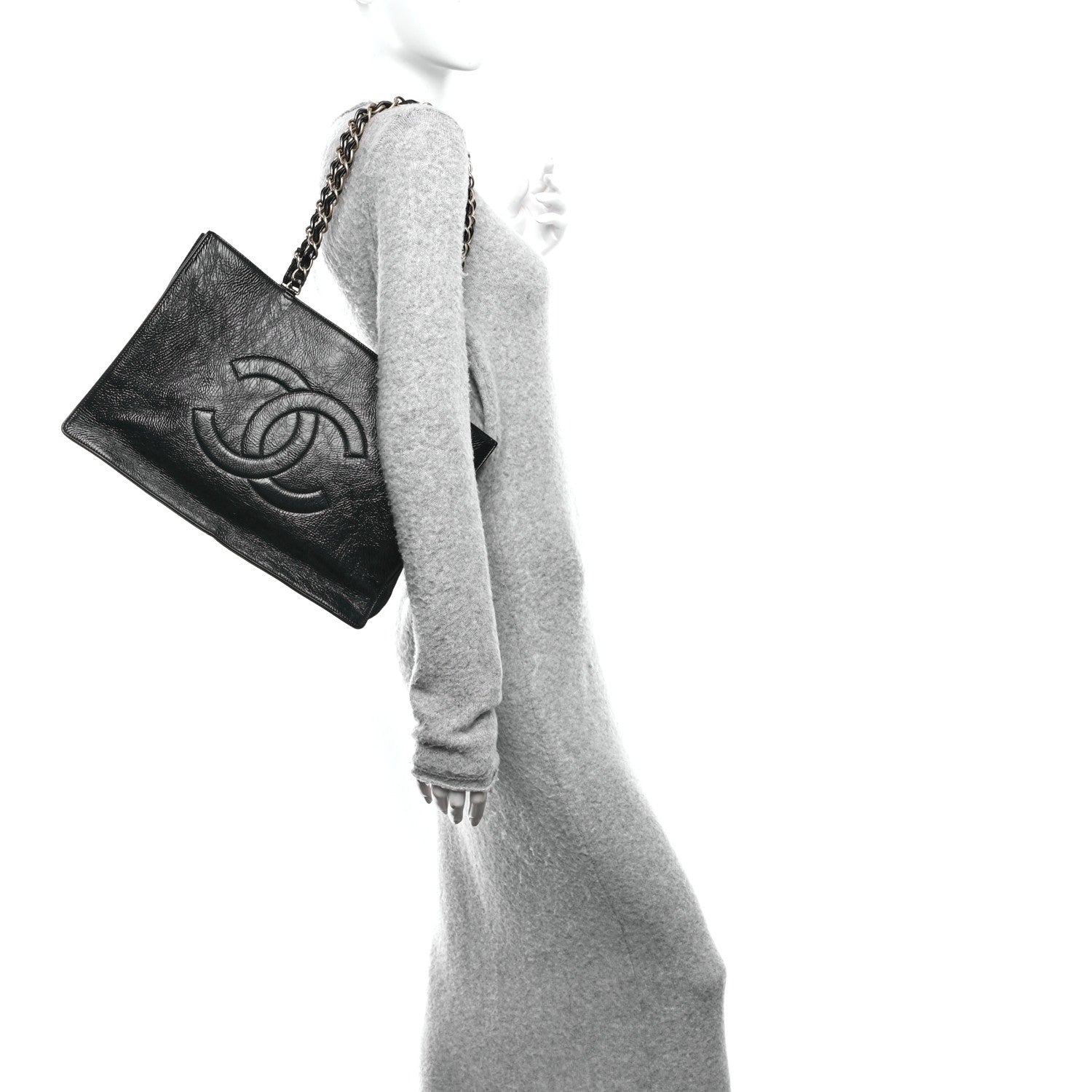 Chanel Glazed Aged Calfskin CC Tote Black 2 of 10