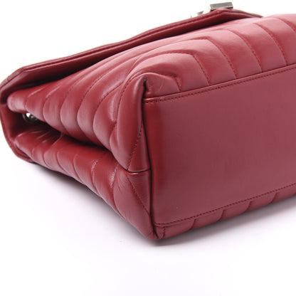 Saint Laurent Calfskin Y Quilted Monogram Medium Loulou Chain Satchel Lipstick Red 5 of 8