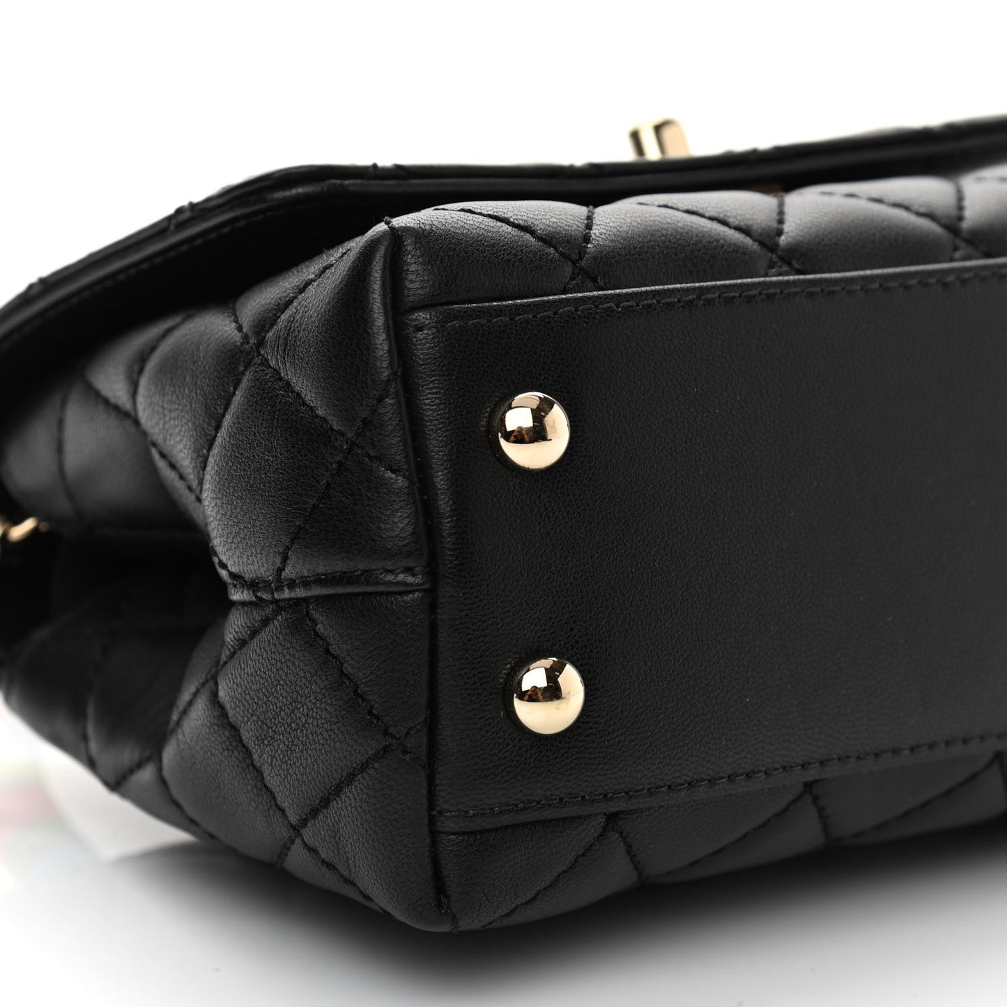 Goatskin Quilted Rainbow Extra Mini Coco Handle Flap Black