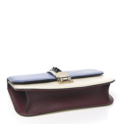 Valentino Garavani Vitello Tri-Color Medium Glam Lock Rockstud Flap Blue White Burgundy 3 of 8