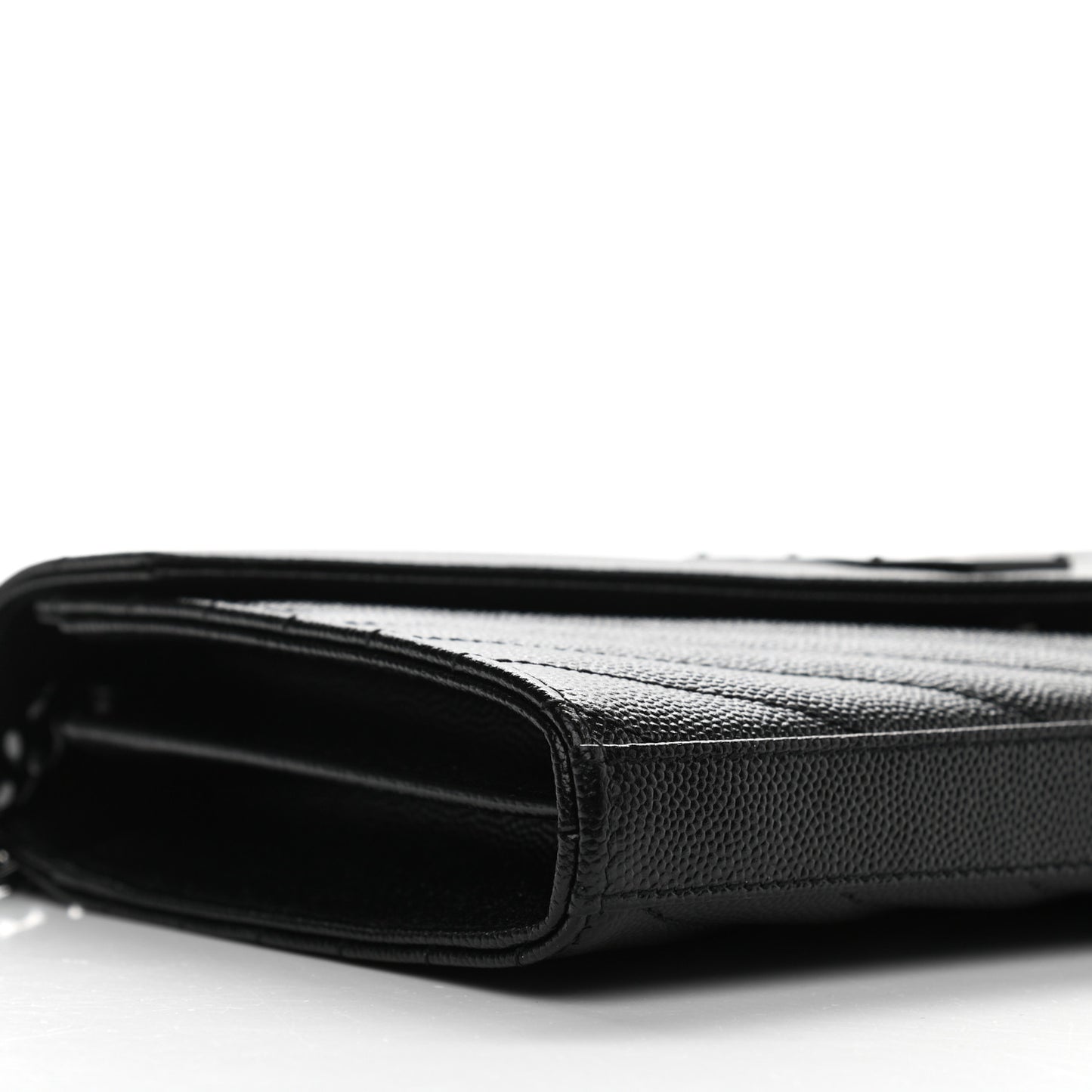 Grain De Poudre Matelasse Chevron Monogram Chain Wallet Black