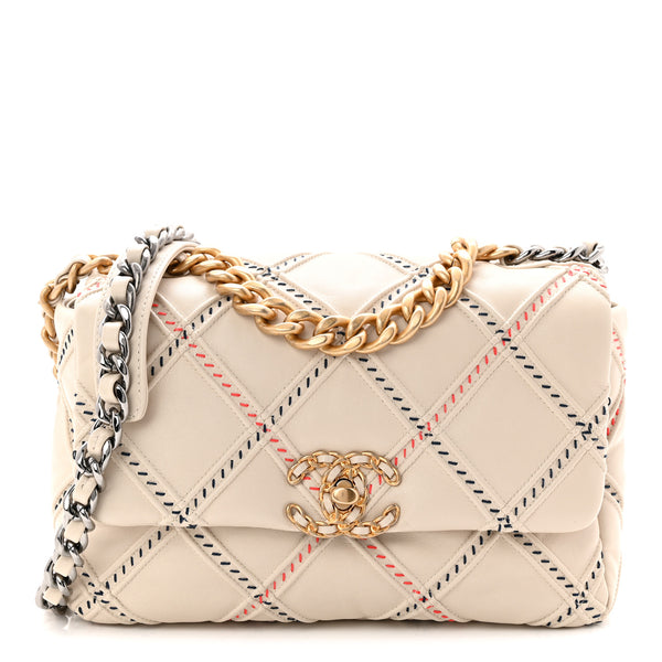 Chanel Lambskin Mixed Fibers Quilted Medium Chanel 19 Flap Beige Chanel Lambskin Mixed Fibers Quilted Medium Chanel 19 Flap Beige