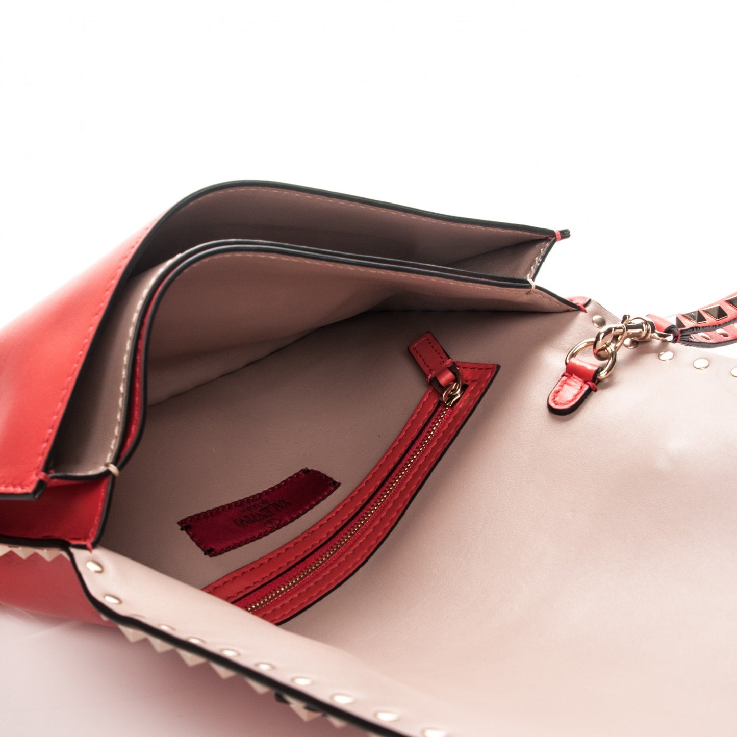 Nappa Rockstud Wristlet Clutch Deep Coral