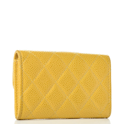 Chanel Caviar Quilted Flap Card Holder Yellow 3 of 9