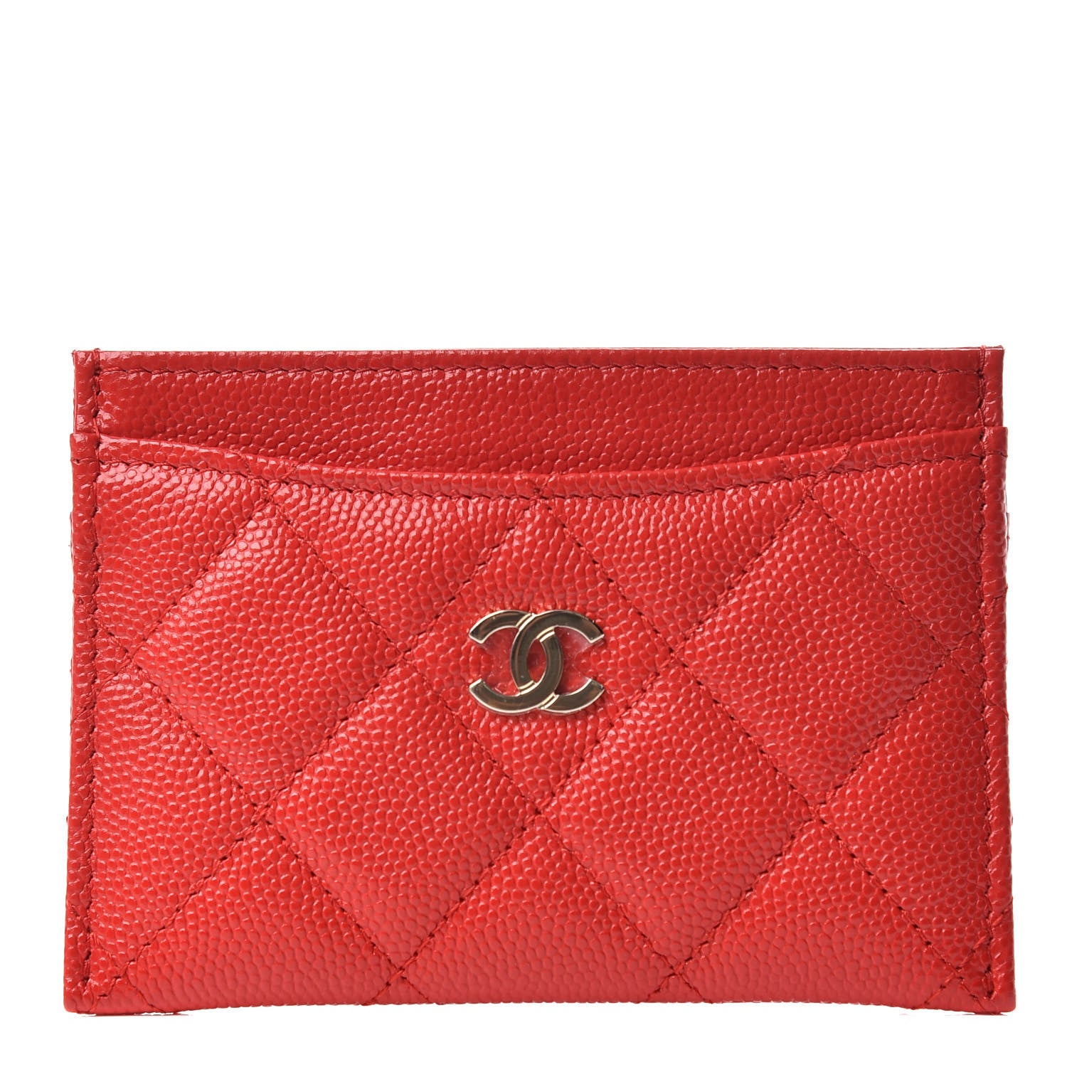 Chanel Caviar Quilted Card Holder Red 1 of 8